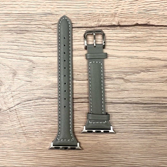 NEW[BAND] Slim GRAY Strap Leather For Apple Watch - Picture 2 of 5